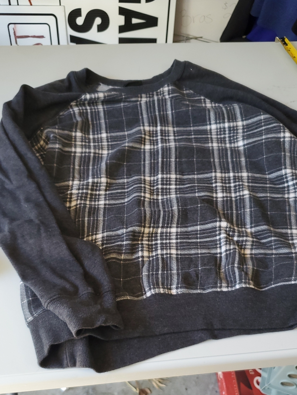 Torrid Women's Plaid Crewneck Sweater in Charcoal
